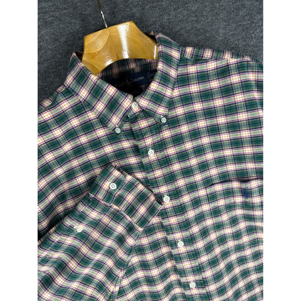 Ralph Lauren Big Shirt Men XXL Green Plaid Preppy Button Down Long Sleeve Career
